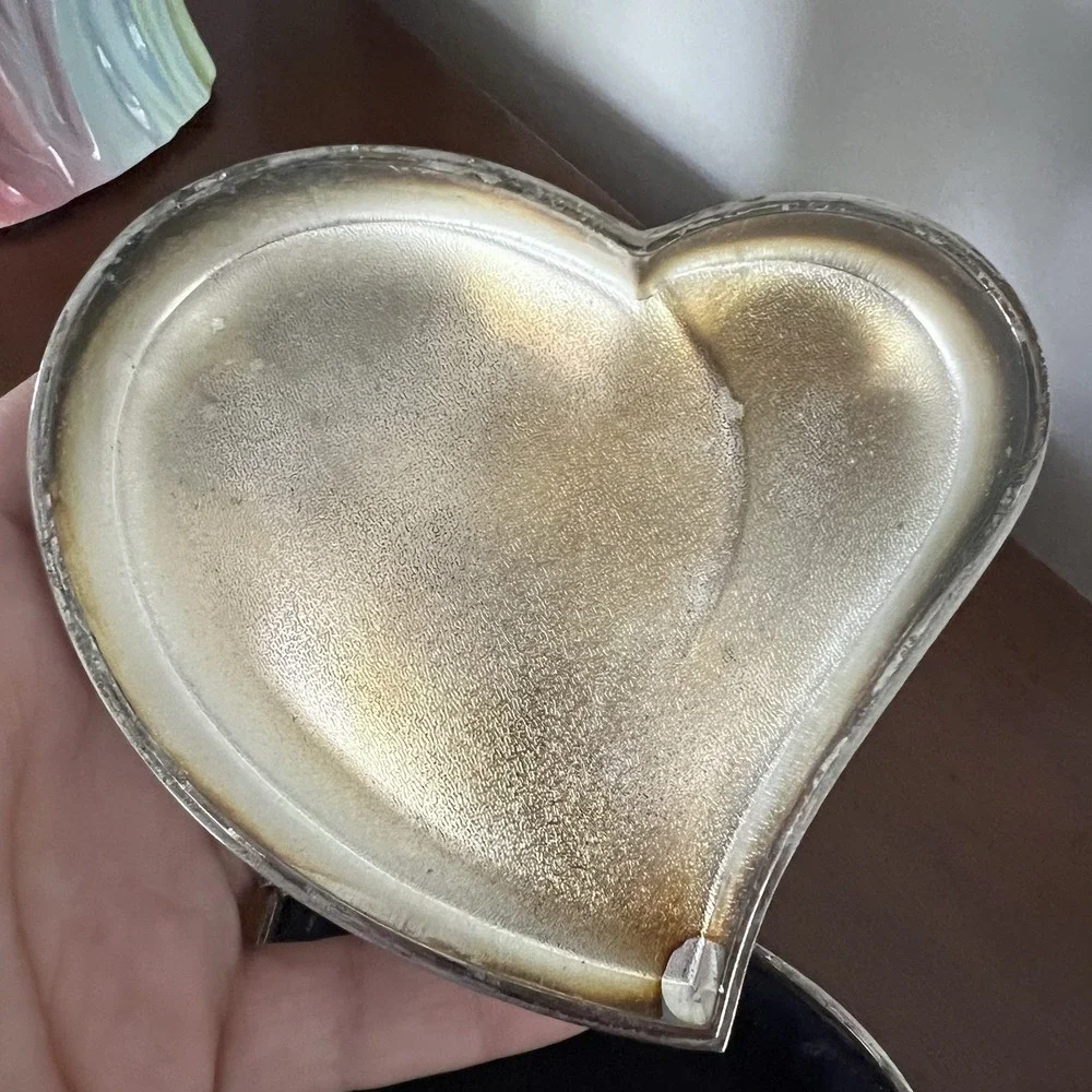 Vintage Chrome, Metal,‎ Silvertone Heart-Shaped Jewelry Trinket Box Lovely